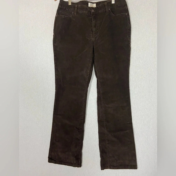 St.  Johns Bay Pants Women Brown Corduroy Straight Leg Cotton Pockets Sz 12 - Picture 1 of 13